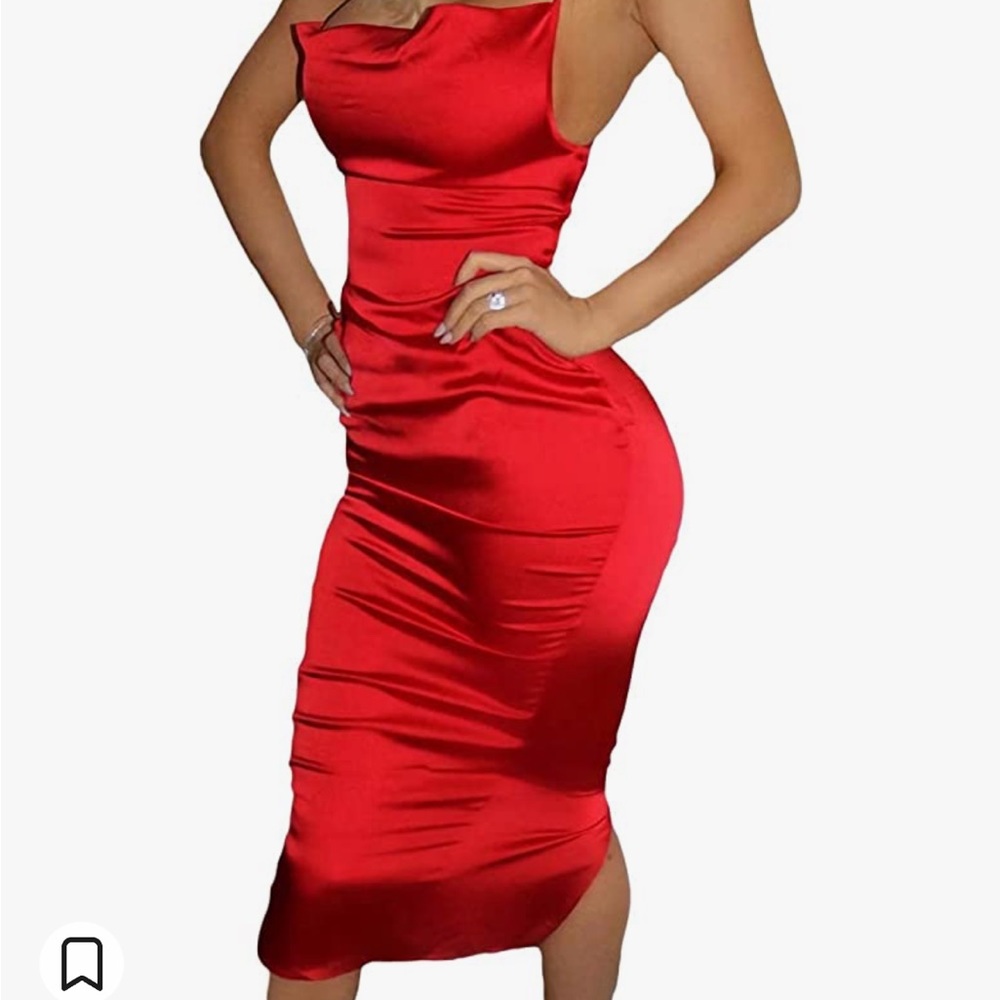 Chic Scarlet Satin Mini Dress